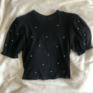 Pearl crop top ruffle top
